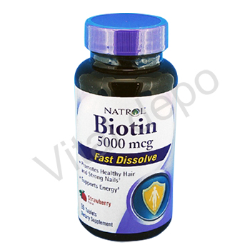 [NTR]ビオチン(Biotin) ファストディゾルブ5000mcg(ストローベリー)90錠 1本